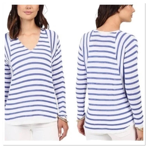Lilly Pulitzer Sweaters - Lily Pulitzer Stasia stripe lightweight v neck cotton pullover sweater small